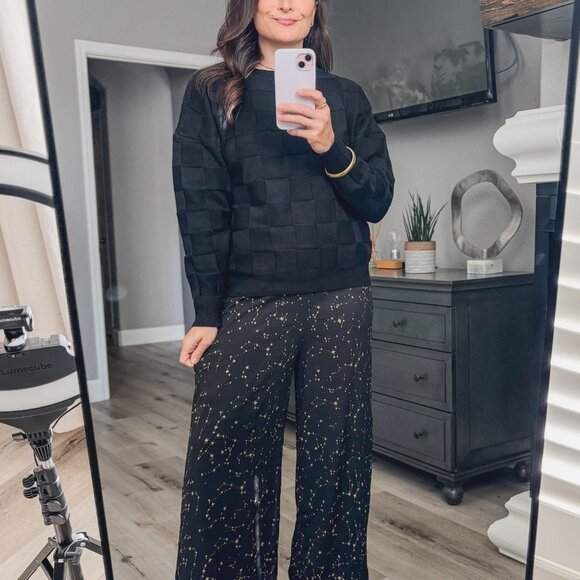 Women's Elevated Check Sweater Top | Sage The Label | Black - Picture 9 of 9